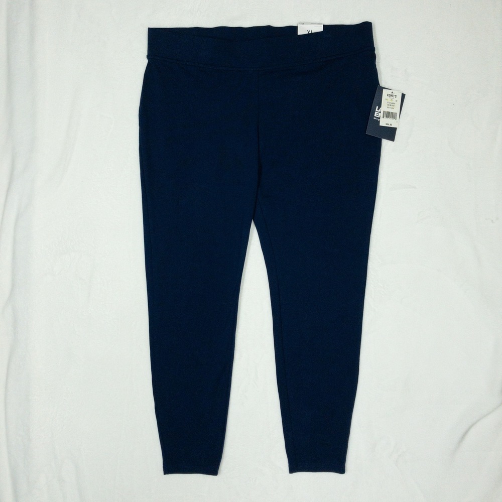 Lands End Starfish Leggings Womens XL Blue Mid Rise Slim Leg Knit Stretch Pant